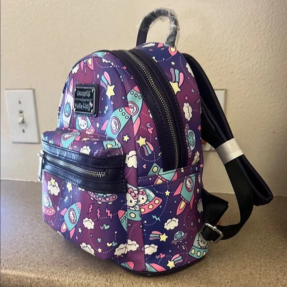 Loungefly Hello Kitty Purple and Blue Cosmic Mini Backpack - Picture 2 of 4